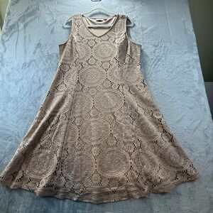 Joan Rivers Dress Womens Size 12 Beige Classic Lace Sleeveless